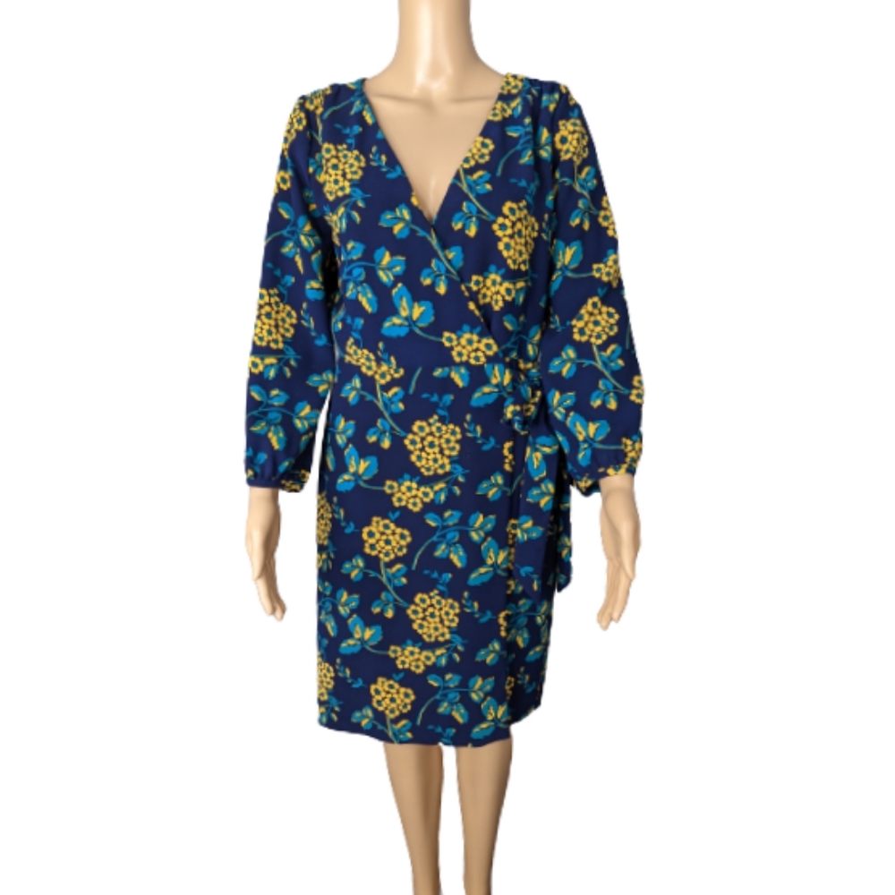 J. Crew Golden Floral 365 Crepe Wrap Dress 4